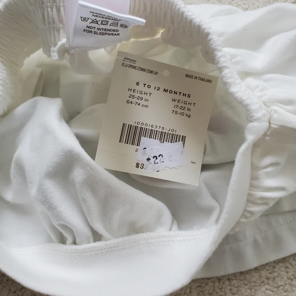 NWT Janie and Jack Baby Girls' White Ribbon and Bow Skirt sz6-12m